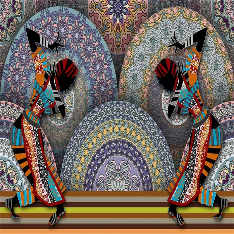 Custom 3D murals ethnic style pattern hand-painted TV background wall decoration painting wallpaper mural photo wallpaper hand painted mustard stripes minimalist pattern on white shower curtain bathroom deco