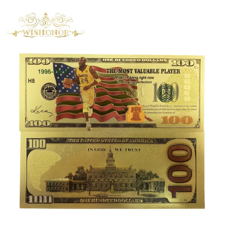 Красивые 10 шт./лот американские банкноты Кобе 100 долларов в 24k позолоченные