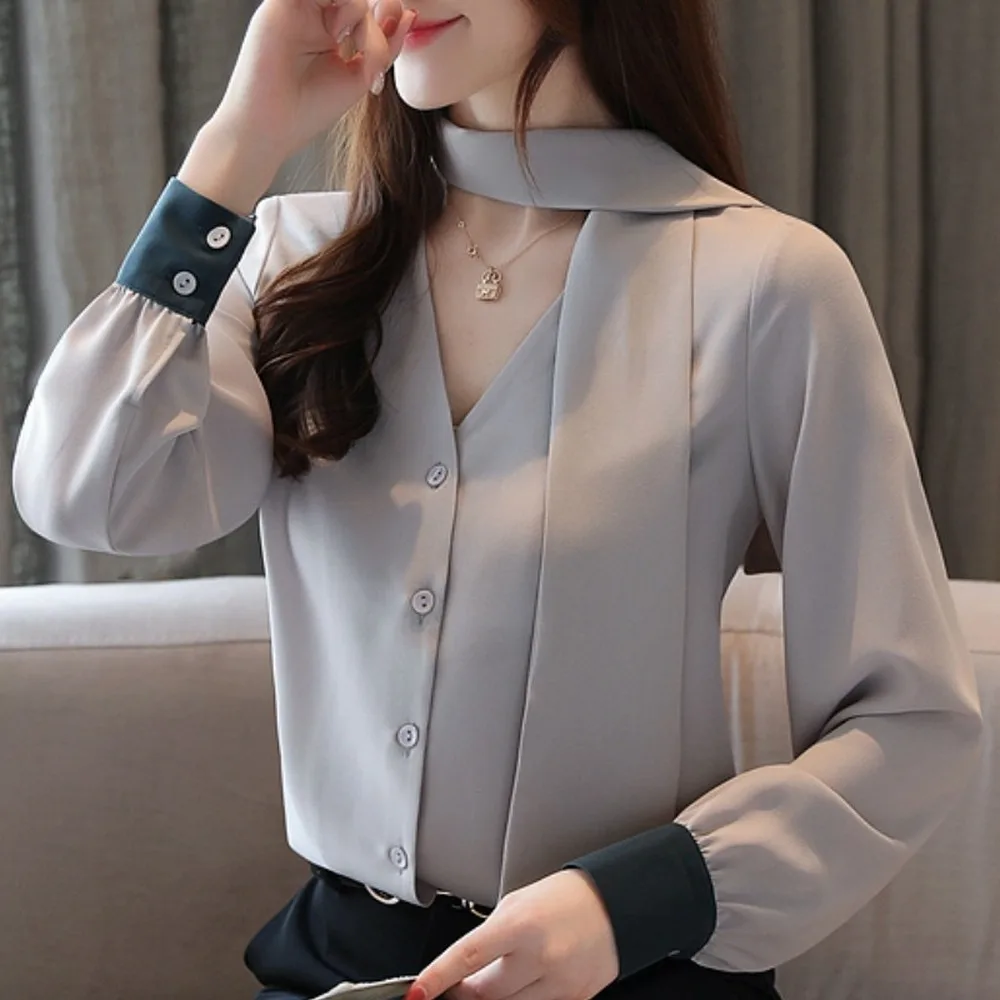 Модная женская рубашка с v образным вырезом женские офисные топы рубашки