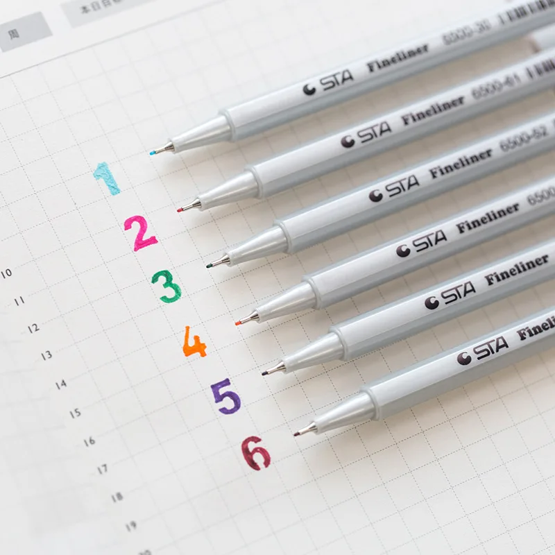 STA 26 цветов Ручка Fineliner 0 4 мм микрон Наконечник иглы цветные ручки Pigma для
