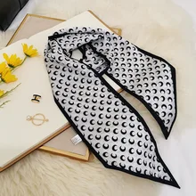 

150cm Silk Scarf Neckerchief Twill Bag Ribbons Kerchief Handbag Tie Kitten Cat Women Necktie Lady Fashion Headband Long Scarves