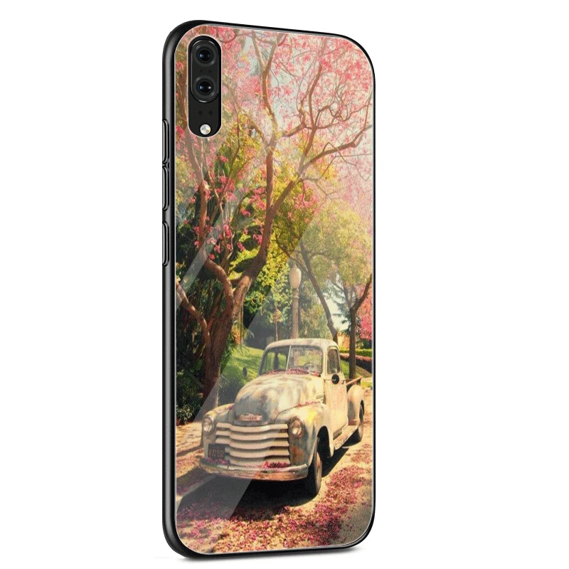 Стеклянный чехол для huawei P30 P20 P10 Y9 Y6 mate 20 Pro Lite P Smart Honor 7A 8X9 10 чехол винтажный VW Beetle для Coque