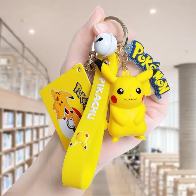 Authentic Pokemon Action Figure Pikachu Keychain Pokémon Keychain Squirtle Psyduck Keychain Backpack Pendant Model Car Keychains Pikachu