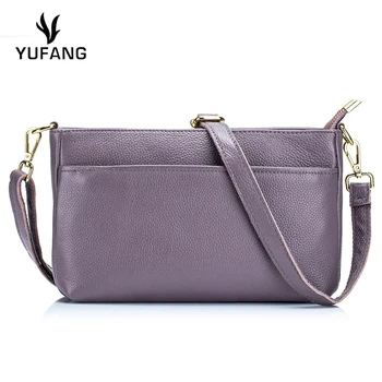 

YUFANG Women Messenger Bag Genuine Leather Female Shoulder Bag Soft Leather England Style Ladies Crossbody Bag Zipper Women Bag