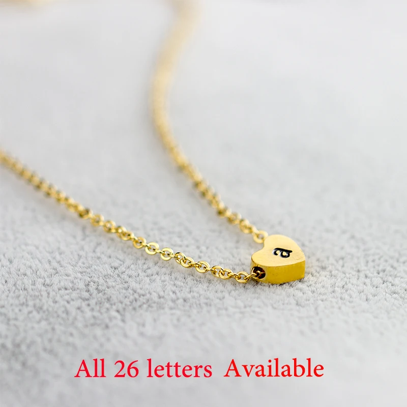 Tiny Dainty Heart Initial Necklaces Pendants Jewelry Stainless Steel Rose Gold Alphabet Letter Necklace Women Birthday Gift Tiny Dainty Heart Initial Necklaces Pendants Jewelry Stainless Steel Rose Gold Alphabet Letter Necklace Women Birthday Gift
