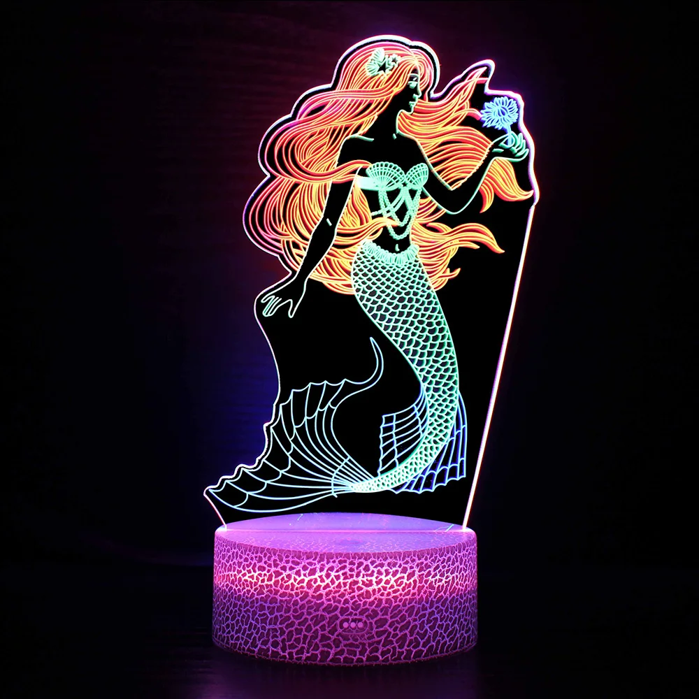3D Dolphin Mermaid Table Lamp Colourful LED Lights For Home Room Decor Touch Remote Control Timing Night Lights Holiday Gift night stand lamps