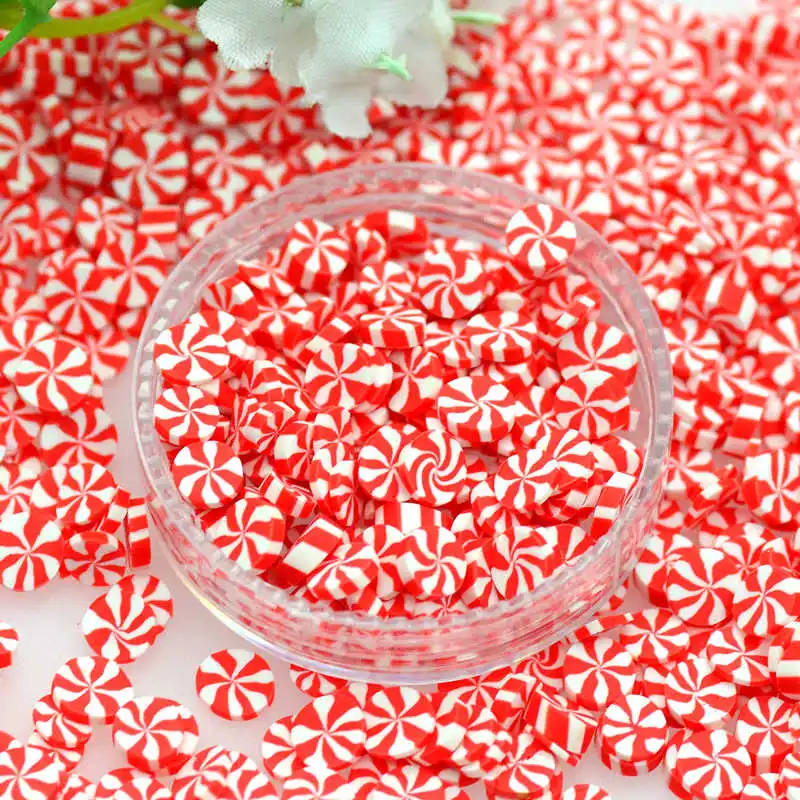 5mm Polymer Clay Red-White Windmills Candy Sprinkles Dollhouse Dessert Decoration Toppings Kawaii Slime Crafting Supplies polymer clay slices
