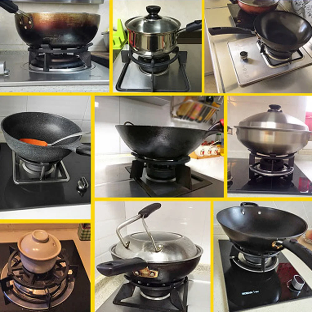 Black Cast Iron Wok Holder Cooktop Range Pan Holder Gas Hob Stand
