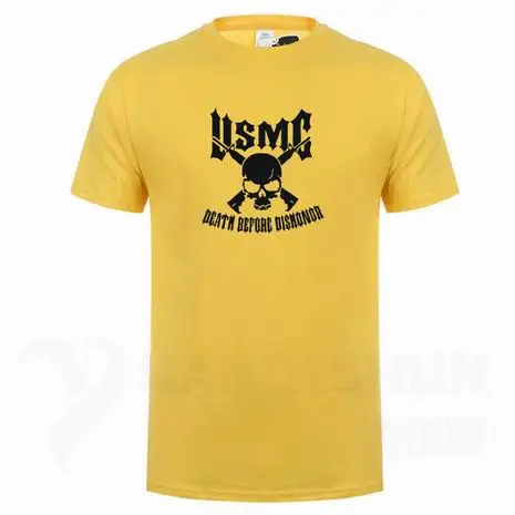 Usmc Marines Skull футболка с пистолетами художественный дизайн Мужская Футболка Высокое качество 16 цветов Чистый хлопок короткий рукав тройники уличная хип-хоп