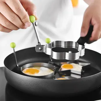 

10pcs Fitness-centered Stainless Steel Omelet Mold Breakfast Maker Kitchen Cooking Kit Fried Egg Device Durable Molds
