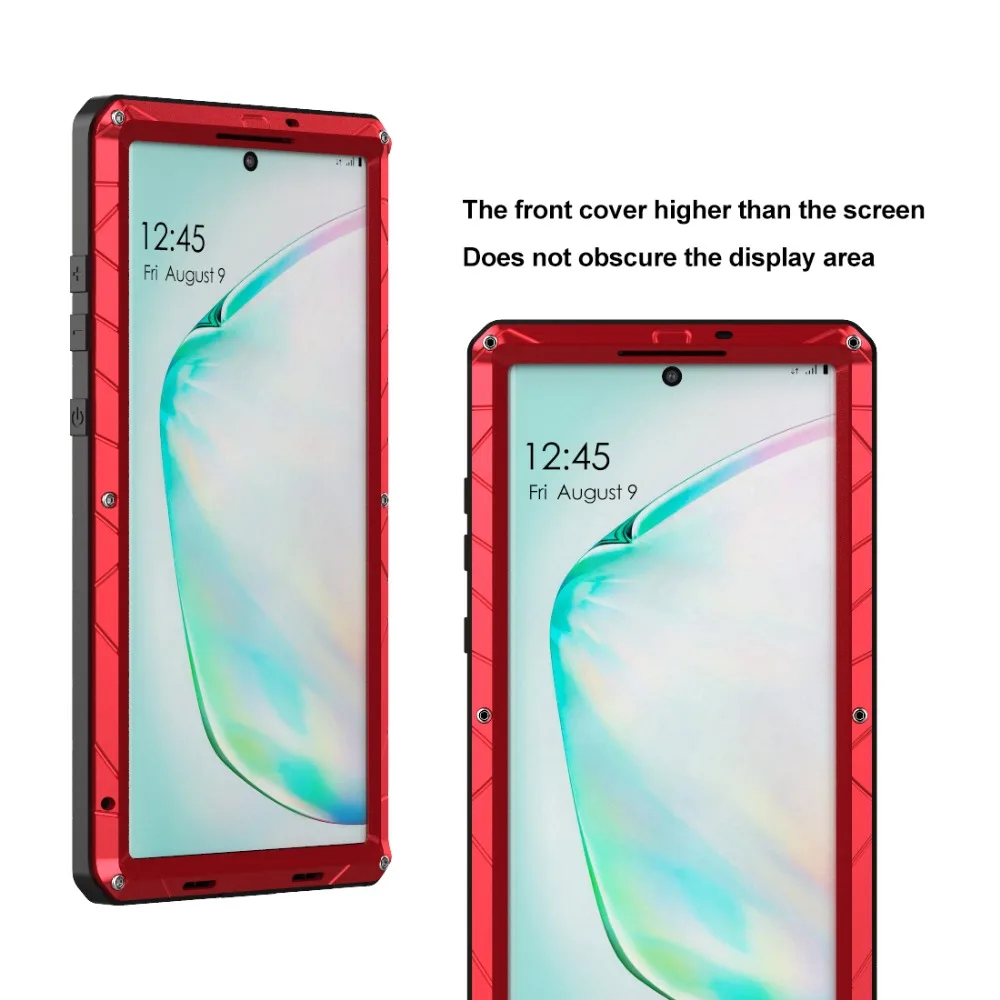 Для samsung Galaxy Note 10 Plus твердый корпус для телефона Алюминиевый металлический протектор экрана из закаленного стекла для Note 10 Plus