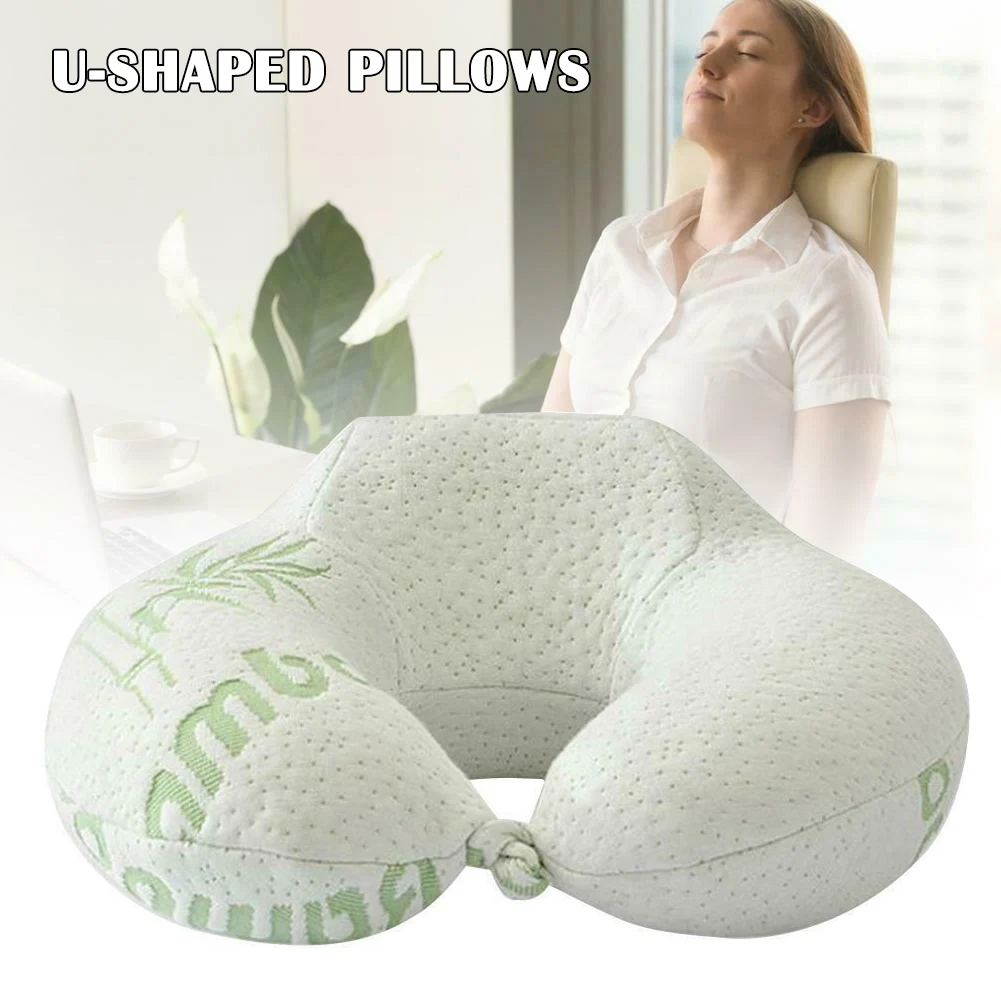 Подушка для шеи самолет путешествия бамбуковое волокно Memory Foam u-образная Подушка Автомобильная подушка для кормления поддержка шеи HTQ