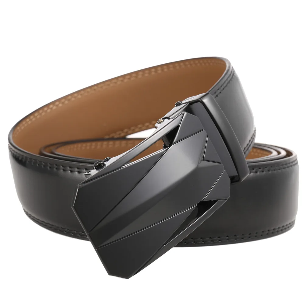 fish belt Automatic Buckle Luxury Belt Trouser Belts for Men High Quality Men's Leather Belt Male Western Fashion Black Brown Big Size 130 men's belts