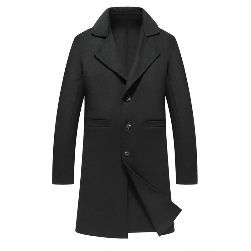 

Brand 2019 Autumn Winter New Men Slim Long Woolen Coat Business Casual Fashion Mens Overcoat Jacket