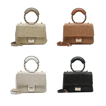

Women Straw Bags Bohemian Beaches Shoulder Handbags Knitted Messenger Purse for Outdoor Shopping Traveling Ornaments
