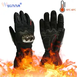 Зимние теплые кожаные перчатки с подогревом для мужчин и женщин анти-осень мотокросса Велоспорт Снег Сноуборд водонепроницаемые термо