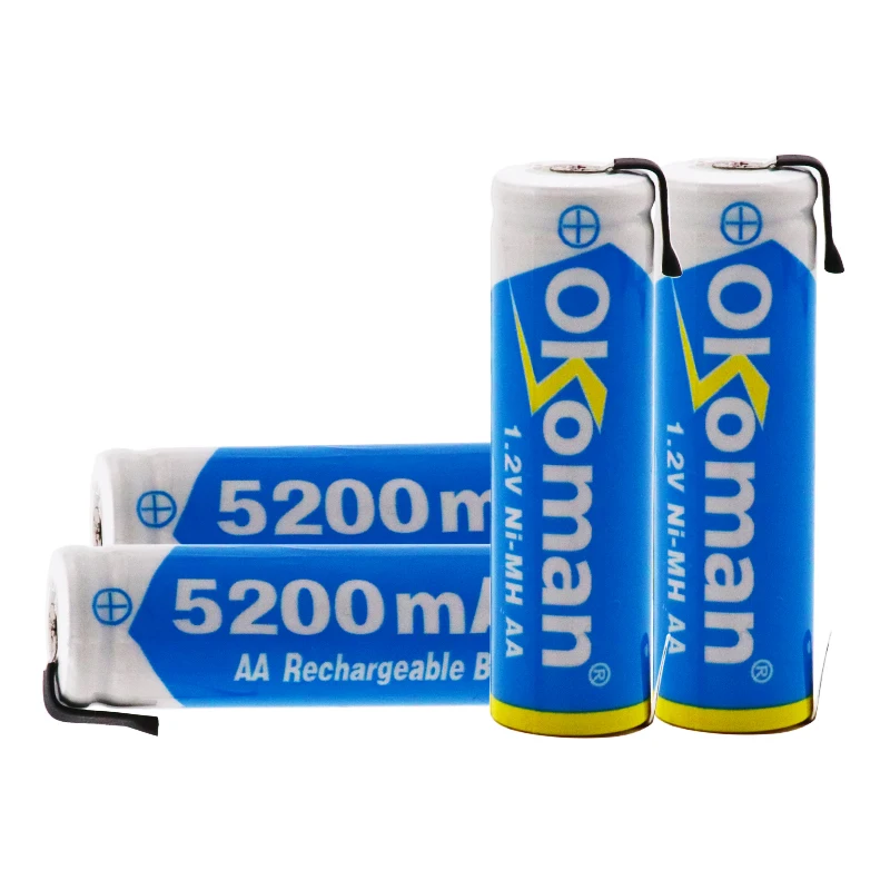 1.2V 5200mAh NI MH AA Rechargeable Batteries aa Battery For welding tabs for Philips electric shaver razor toothbrush