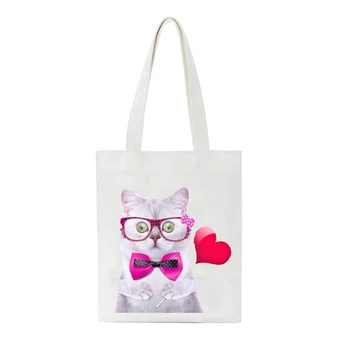 

Women Canvas Shopping Bag Grocery Daily Use Reusable Casual Girls School Bags Animals Beach Eco Handbag Tote