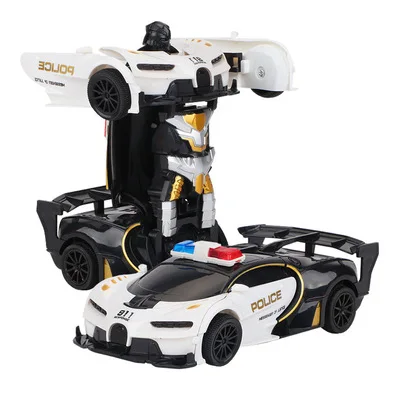 RC автомобиль трансформация игрушка автомобиль робот модель одна кнопка деформация крутая деформация автомобиль дети игрушки подарки - Цвет: Polic car