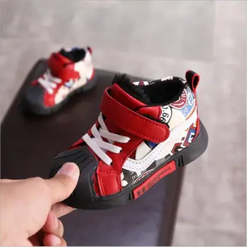 

Children's winter boys and girls student boots casual sports shoes plus velvet warm children's shoes cotton comfortable shoes