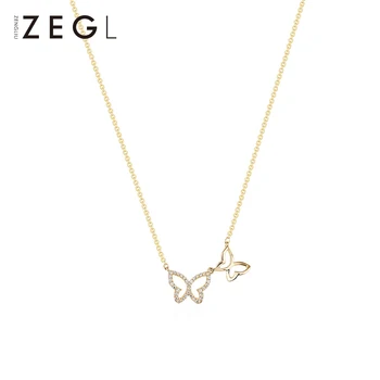 

ZEGL necklace female two butterflies suitable for picnic temperament necklace personalized pendant simple wild clavicle chain
