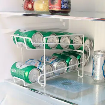 

Beverage Storage Refrigerator Shelf Beer Cola Cans Storage Rack 2-layer Finishing Shelf High Capacity Refrigerator Storage Tool