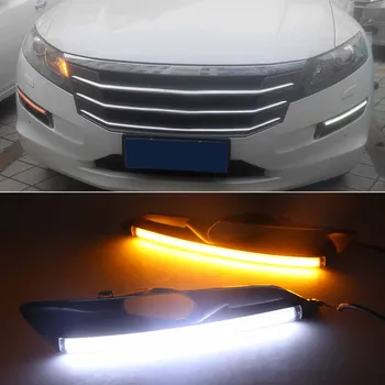 

1Pair Daytime Running Lights fog lamp cover Daylight with yellow signal For Honda Crosstour 2010 2011 2012 2013