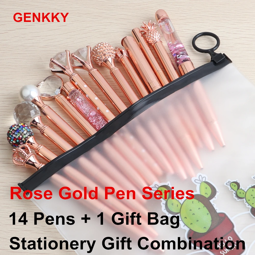 9 Pcs Ballpoint Pens Set Metal Crystal Diamond Pen Glitter Pen for  Journaling Black Ink Pretty Cute Pens Fancy Pens Gifts for Women Girls  Christmas Birthday School Office Desk (Rose Gold) 