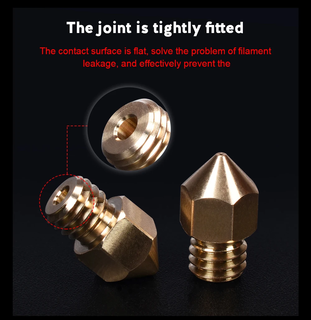 High Quality Swiss MK8 Brass Nozzle M6 Thread 1.75MM Filament 3D Printer Parts for J-head hotend Extruder CR10 heat block ender3