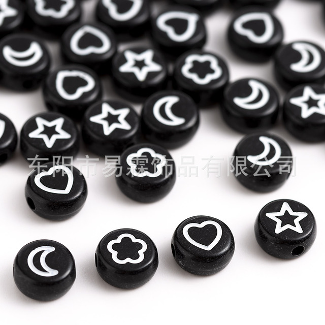 style 100pcs4*7mm acrylic letter beads oblate, star, moon, flower-shaped, heart-shaped mixed DIY jewelry accessories