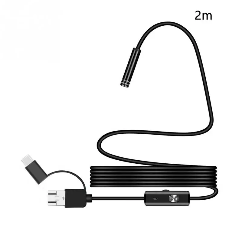 2 м USB эндоскоп камера 3 в 1 тип-c мини-видеокамеры Водонепроницаемый IP67 6 светодиодный инспекционный бороскоп для Android ПК ноутбук Loptop - Длина кабеля: 2 м