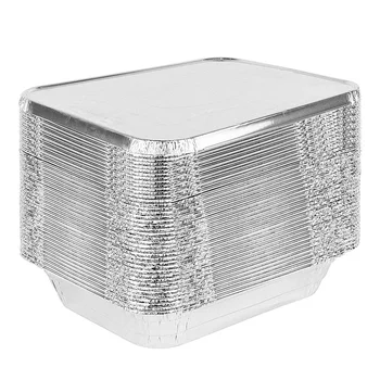 

Aluminum Foil Pot Rectangular with Lid Disposable Food Container Suitable for Grilling, Cooking, Heating
