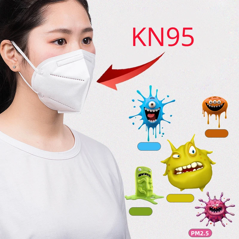 

10pcs 5Layers Dustproof Disposable Mask Non-woven KN95 Mouth Masks Anti PM2.5 Protective Mask