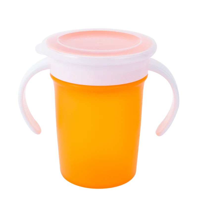 Can Be Rotated Baby Learning Drinking Cup With Double Handle Flip lid Leakproof Magic Cup Infants Water Cups Training cup