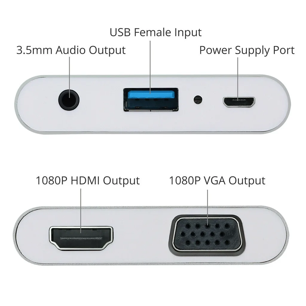 Usb-хаб type C USB 3,1-VGA HDMI 3,0 адаптер конвертер 3 в 1 концентратор для M-acbook Pro PC Компьютерные аксессуары Разветвитель usb c док-станция