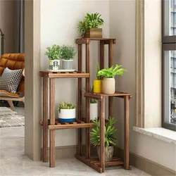 Support d'angle pour plantes, étagère en bois à 6 niveaux, Patio de jardin intérieur et extérieur, présentoir pour fleurs succulentes, Pots de jardinières 