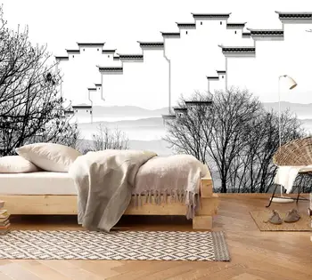 

CJSIR Custom Wallpaper Home Decorative Murals Chinese Jiangnan Water Township Ink Painting TV Background Wall 3d Wallpaper
