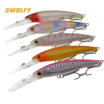 

SWOLFY 5pcs/lot Big tongue minnow lure 60g/160mm Floating 0-8m 3D eyes Artificial big hard lure fishing lure
