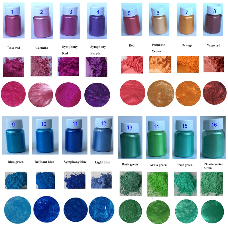 DIY Handmade Pearlescent Mica Powder Epoxy Resin Dye Pearl Pigment Resin Glue Pigment Material Crystal Mold Soap Making 24 Style
