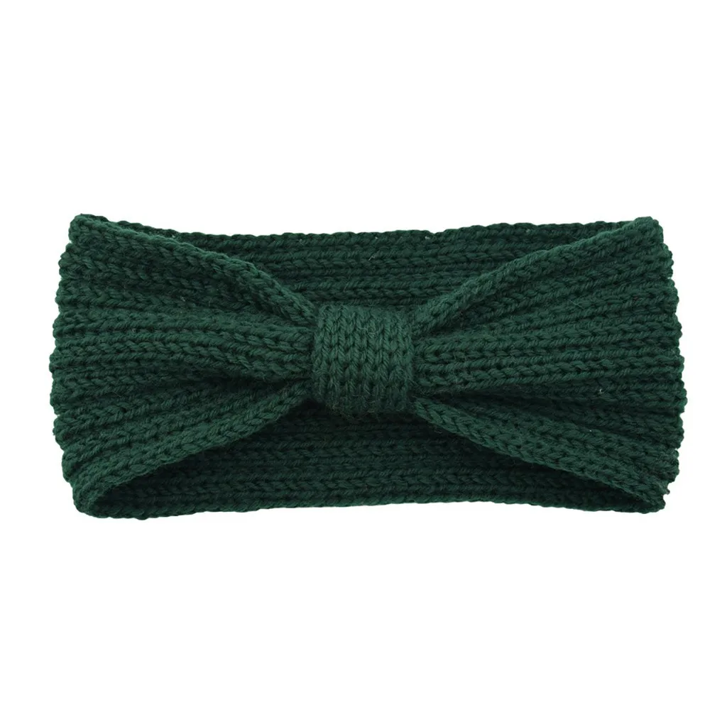 Army Green Модная вязаная повязка на голову, шерстяная Женская Милая зимняя теплая повязка для волос, одноцветная Милая хлопковая повязка для волос ручной работы для девушек - Цвет: Army Green