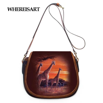 

WHEREISART Stylish Giraffe Printed Crossbody Bag for Lady Women 3D Animal Pattern Small Shoulder Bags Female Messenger Bag