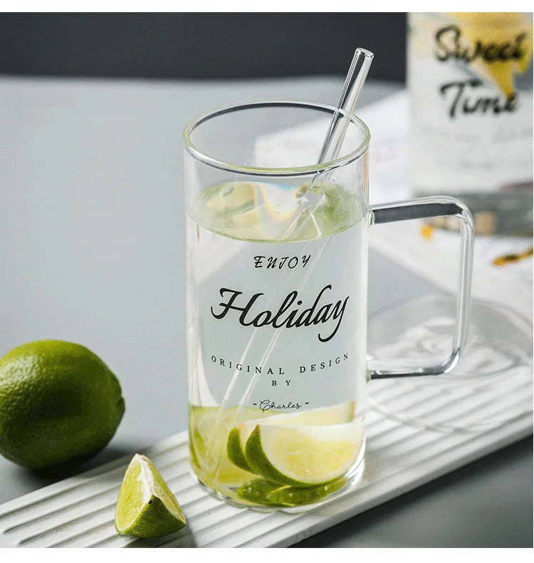 1 700ML 700ml Water Bottle 600ml Pink Panther Handmade Heat Resistance Clear Glass Coffee Mug Tea Milk Juice Cup Water Beer Drinkware - Цвет: 1 700ML