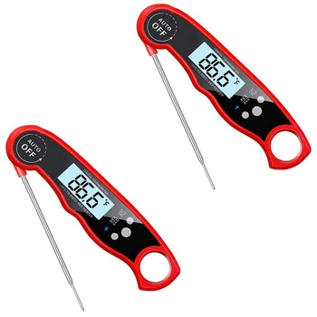 

2 Pack Instant Read Meat Thermometer,Digital Kitchen Cooking Thermometer with Foldable Probe For Fry BBQ Grill