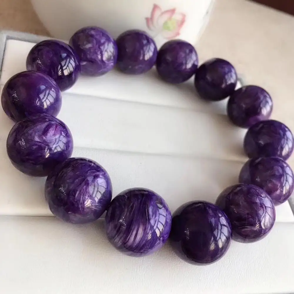 

Real 16mm Natural Purple Charoite Bracelet For Woman Man Love Gift Crystal Round Beads Gemstone Fashion Bracelet Jewelry AAAAAA