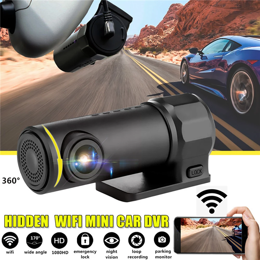 Мини видеорегистратор автомобильный Wi Fi 1080P Full HD 360 дюйма|Видеорегистраторы| |