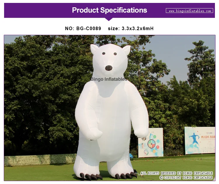 Бинго®6 м высокий надувной белый медведь надувной воздушный шар Антарктика/модель животных для охраны окружающей среды