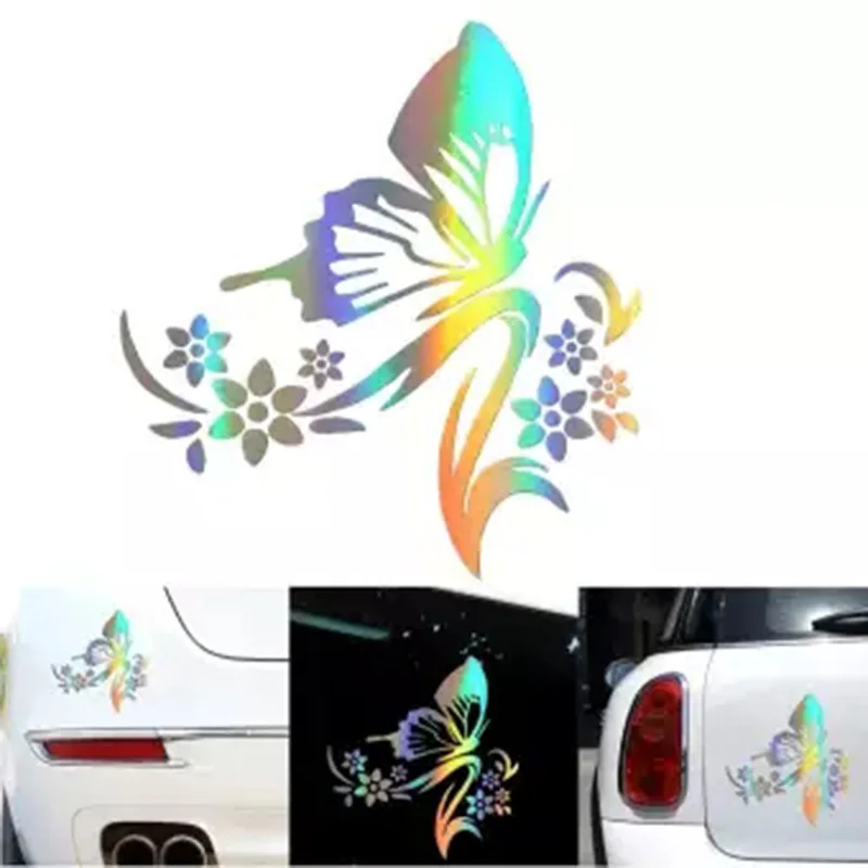 SR 3D Car Decoration Sticker Butterfly with Flower Pattern Scratch Cover Cute Garland | Автомобили и мотоциклы