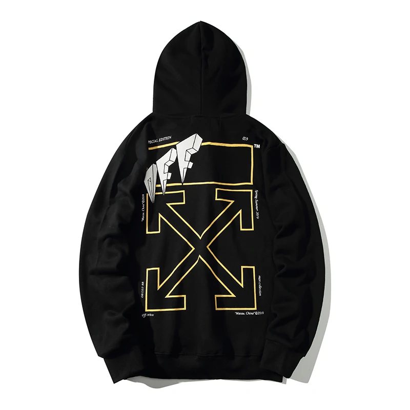 

Hot stamping arrow 19ss Off-White OW Men/Women Lovers autumn winter Cotton Fashion Casual loose Hoodie Sweatshirt Hooded jacket