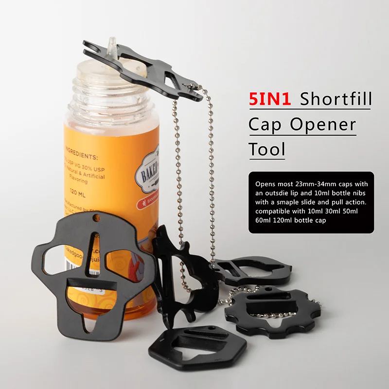 

5 in 1 Liquid Bottle Opener Fit 22-34mm Bottle Cap Electronic Cigarettes Oil Liquid Bottle Opener Tool Vape Accessories