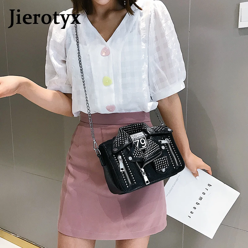 JIEROTYX Высококачественная Женская Повседневная сумка через плечо с заклепками в